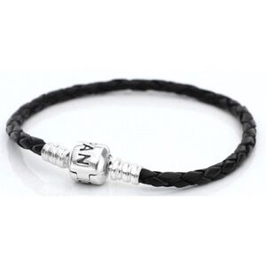 Black Braided Bracelet with Silver Accent